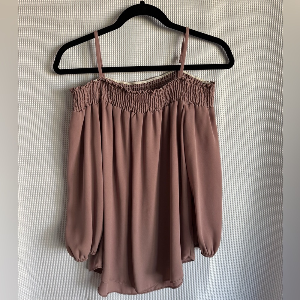 Mauve open shoulder top